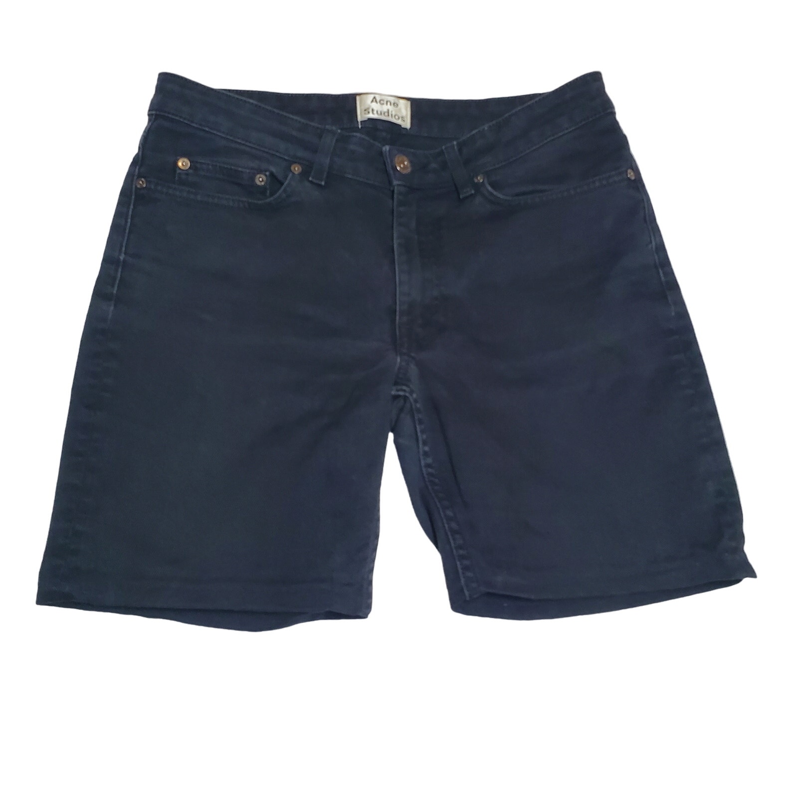 Acne Studios Row Black Denim Shorts Size 26 Made In Italy Midi Bermuda Designer